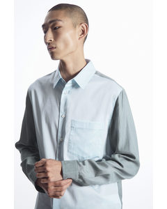 Colour-block Tailored Shirt - Relaxed Light Blue / Teal