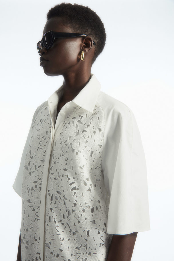 COS Broderie Anglaise Shirt Dress White