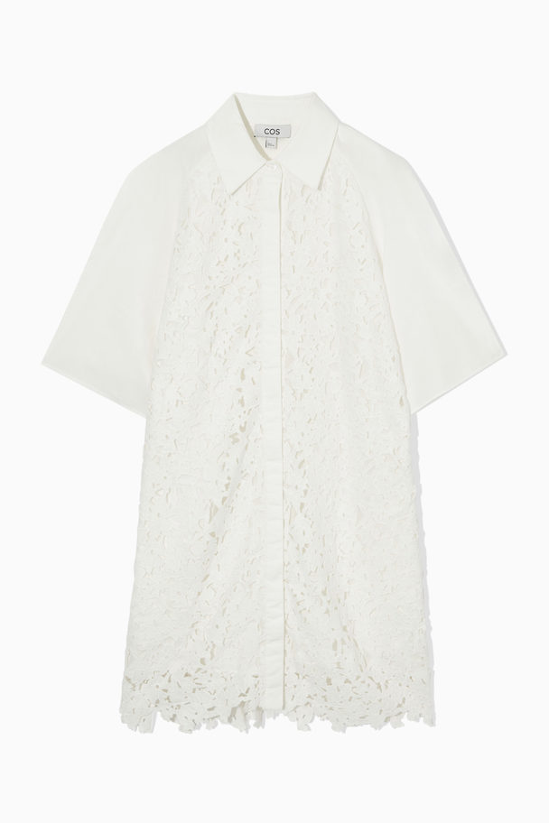 COS Broderie Anglaise Shirt Dress White