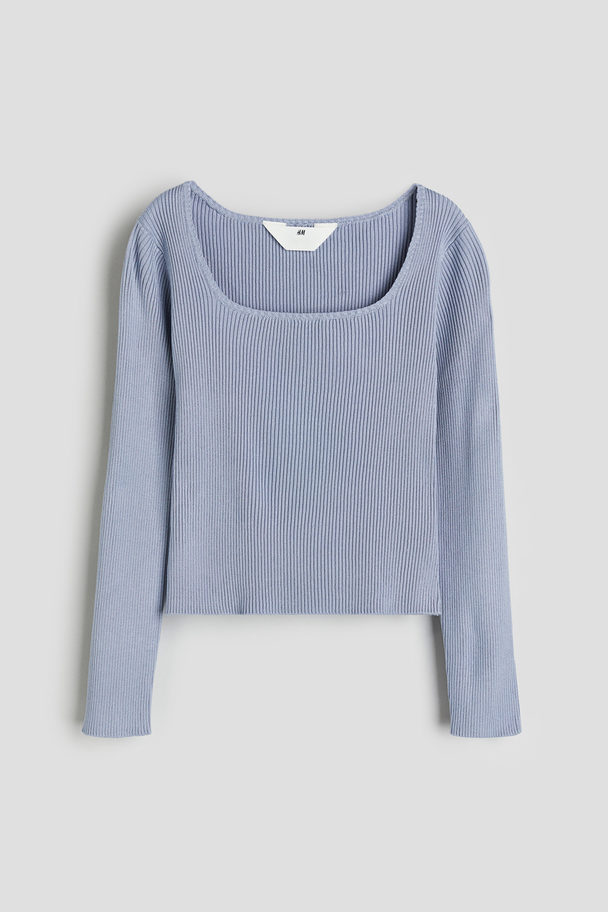 H&M Gerippter Pullover Mattblau