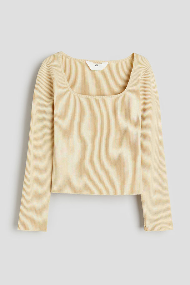 H&M Gerippter Pullover Hellgelb