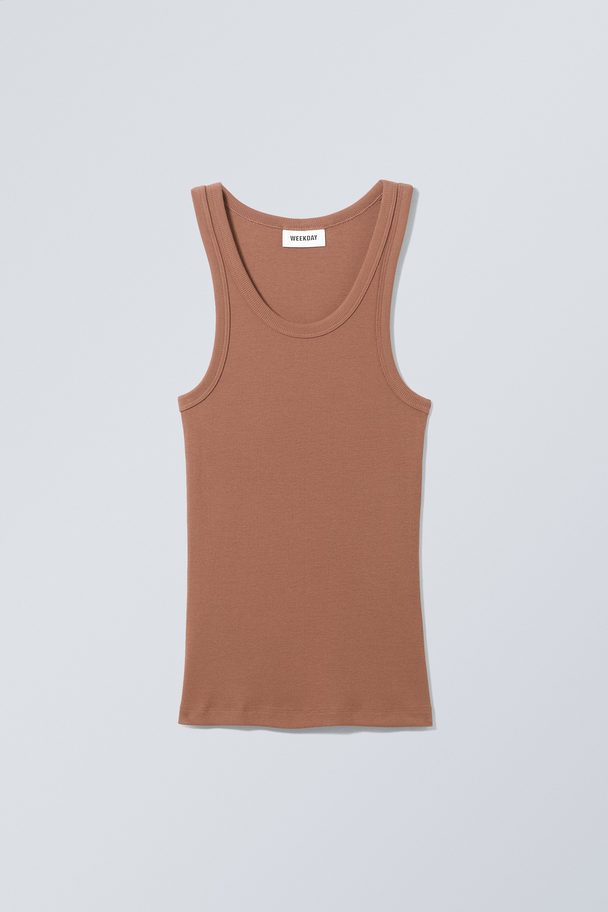 Weekday Close Fitted Tank Top Light Brown