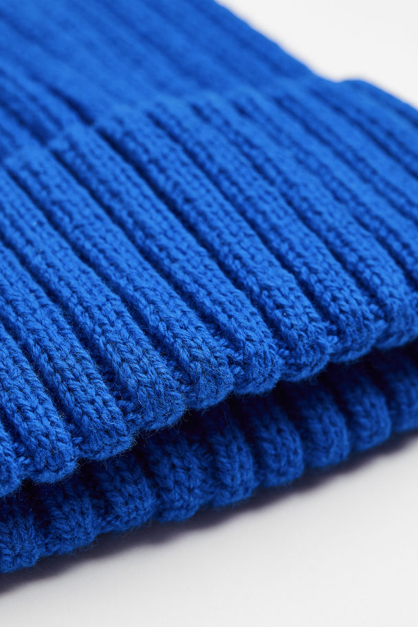 H&M Rib-knit Hat Bright Blue