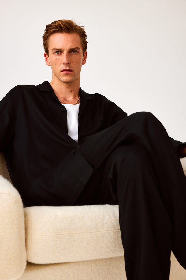 H&M Pyjama aus Lyocell Schwarz