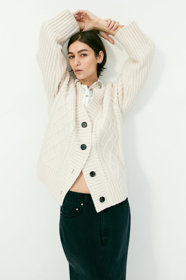 H&M Cable-knit Cardigan Natural White