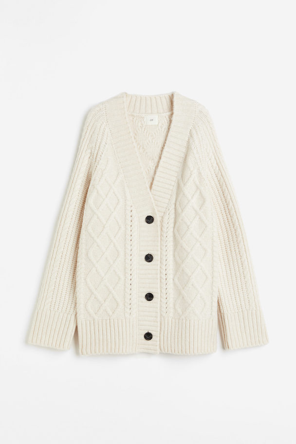 H&M Cable-knit Cardigan Natural White