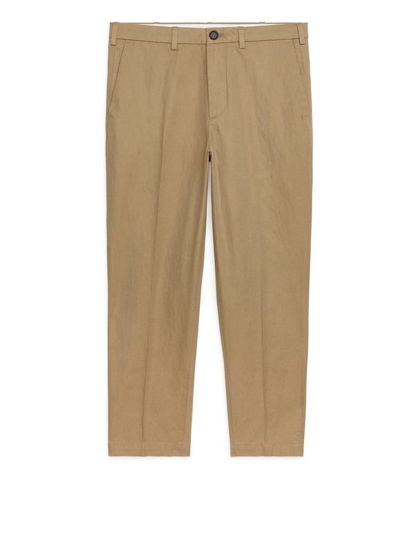 ARKET Hose aus Baumwolle und Leinen mit normaler Passfor Beige