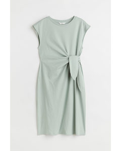 Mama Tie-detail Jersey Dress Light Sage Green