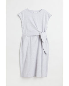 Mama Tie-detail Jersey Dress Light Grey Marl