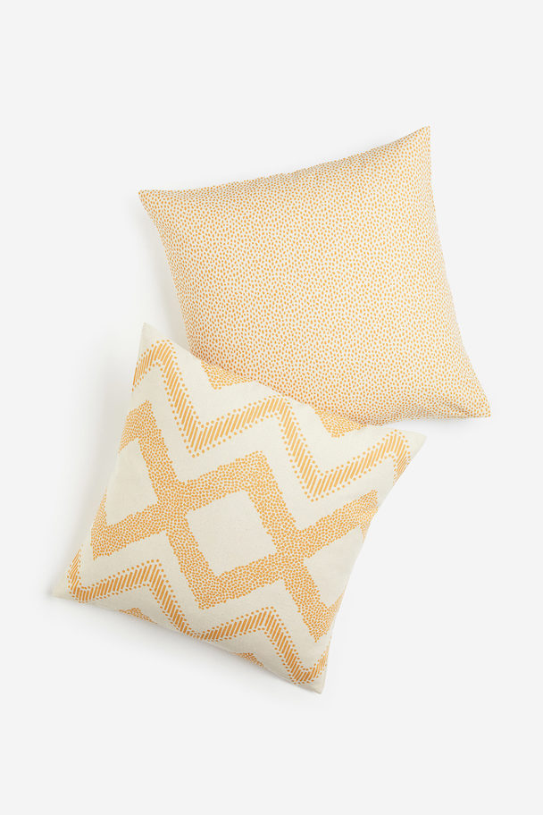 H&M HOME 2-pack Cotton Canvas Cushion Covers Yellow/white