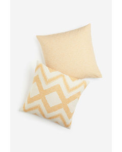 2-pack Cotton Canvas Cushion Covers Yellow/white