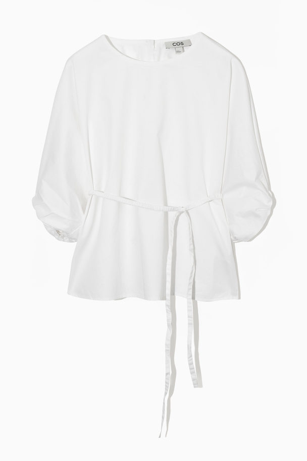 COS Belted Puff-sleeve Blouse White