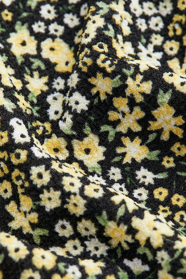H&M Tie-detail Jumpsuit Black/small Flowers