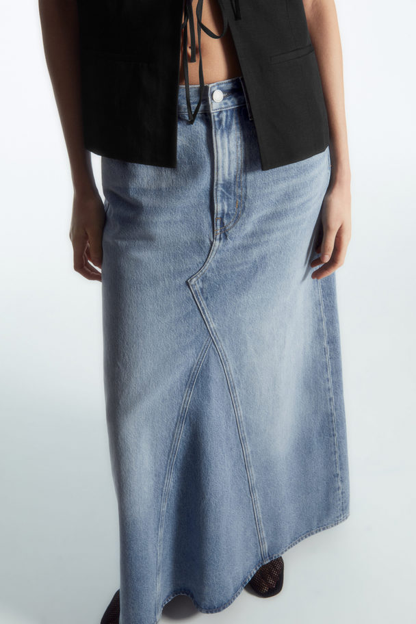 COS Panelled Denim Maxi Skirt Blue