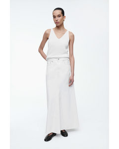 Panelled Denim Maxi Skirt Off-white