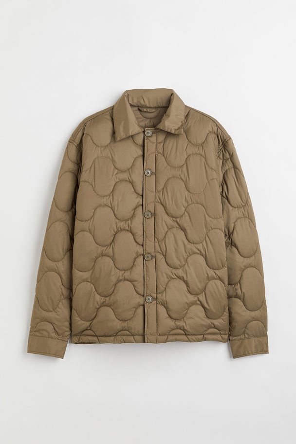 H&M Quilted Shacket Khaki Green