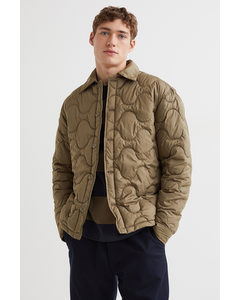 Quilted Shacket Khaki Green