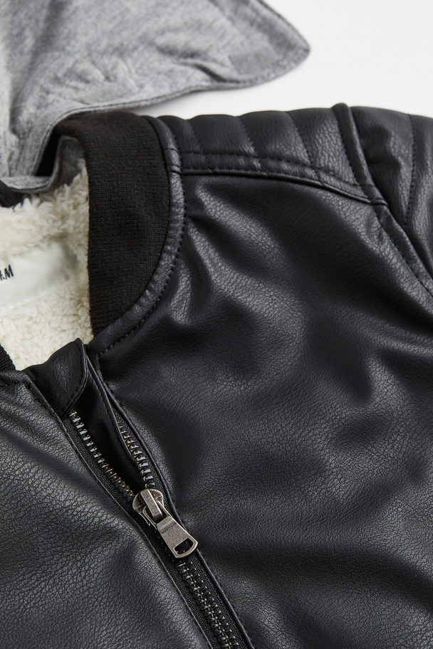 H&M Hooded Jacket Black/light Grey Marl