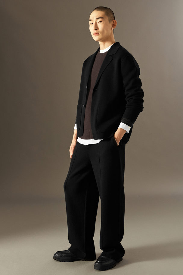 COS Knitted Merino Wool Trousers - Straight Black