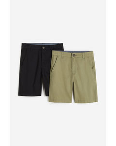 2-pack Chino Shorts Black/khaki Green