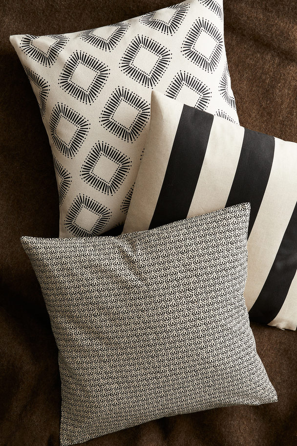 H&M HOME Patterned Cushion Cover Light Beige/black