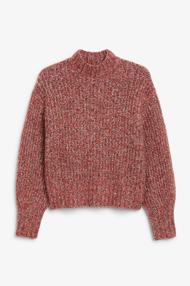 Monki Roter Grobstrick-Pullover Rotmeliert