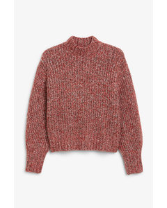 Red Chunky Knit Sweater Red Melange