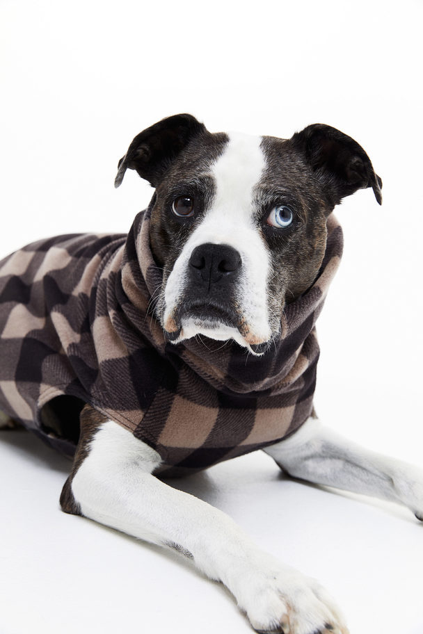 H&M Fleece Top For A Dog Dark Beige/checked
