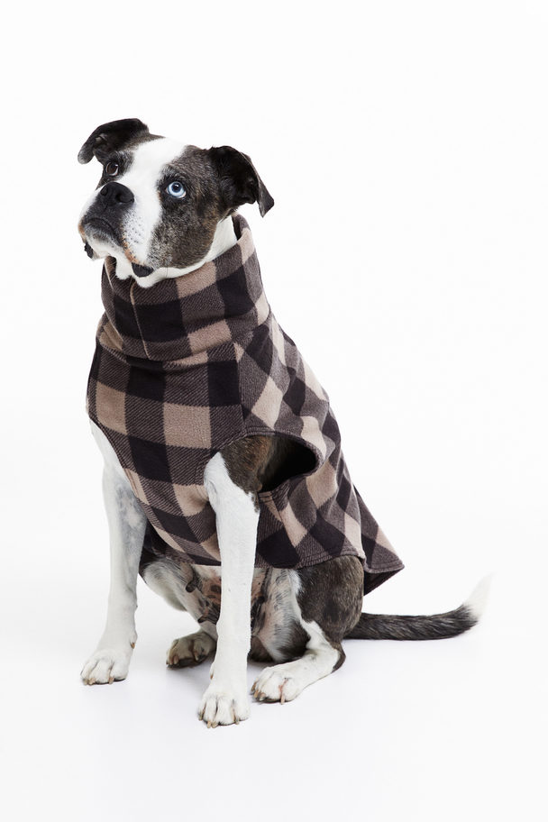 H&M Fleece Top For A Dog Dark Beige/checked