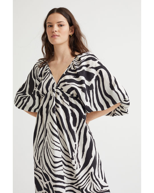 H&M Open-backed Dress Black/zebra Print