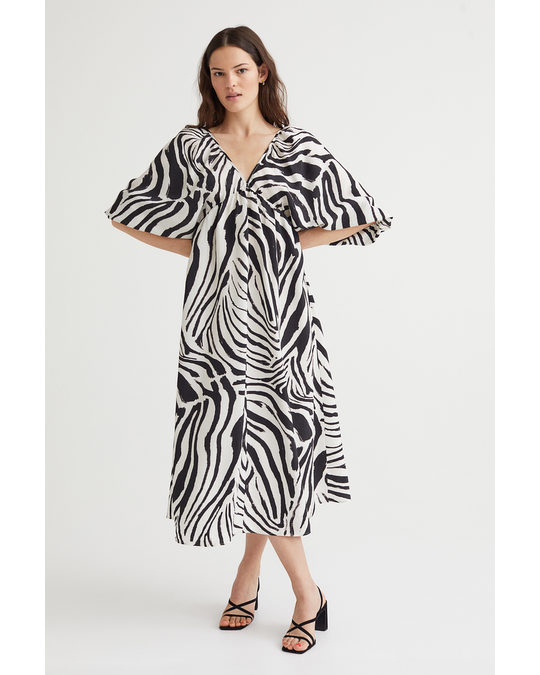 H&M Open-backed Dress Black/zebra Print