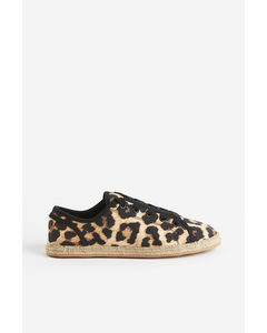 Espadrille-Sneaker Beige/Leopardenprint