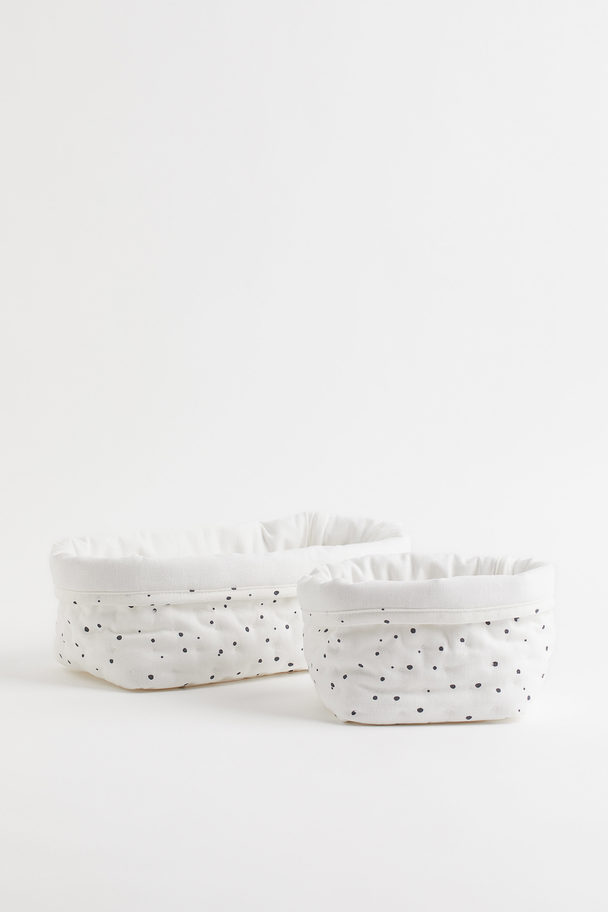 H&M HOME 2-pack Quilted Storage Baskets White/spotted