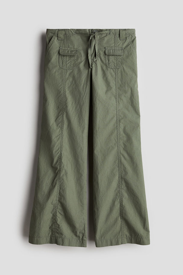 H&M Bootcut Leg Cargo Trousers Khaki Green