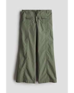 Bootcut Leg Cargo Trousers Khaki Green