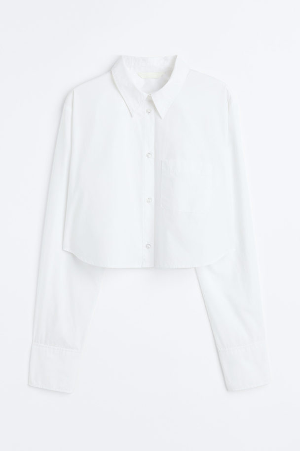 H&M Cropped Cotton Shirt White