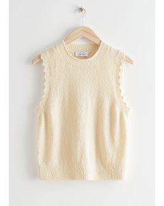 Scalloped Knit Vest Cream