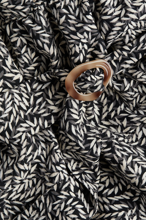 H&M Kjole Med Belte Sort/mønstret