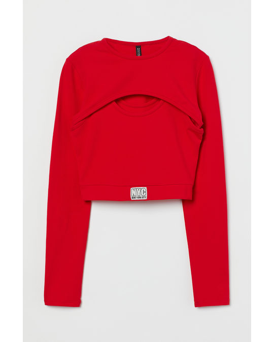 H&M Two-part Crop Top Red