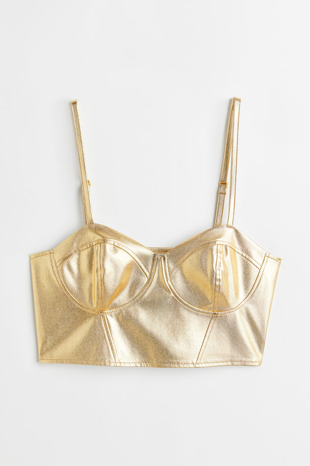 H&M Twill Bustier Top Gold-coloured