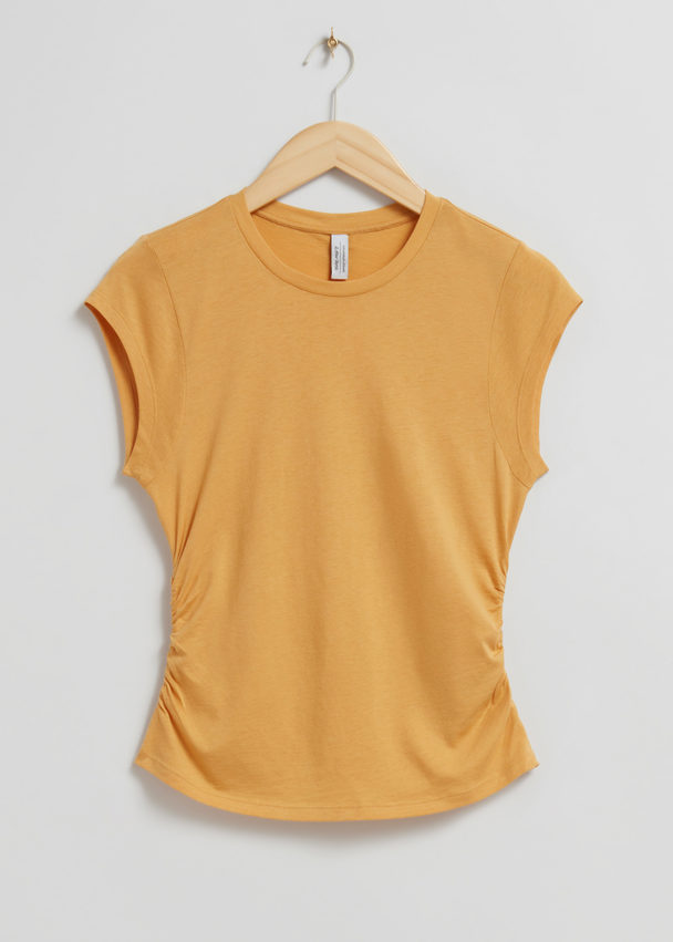 & Other Stories Ruched Seam T-shirt Dusty Yellow