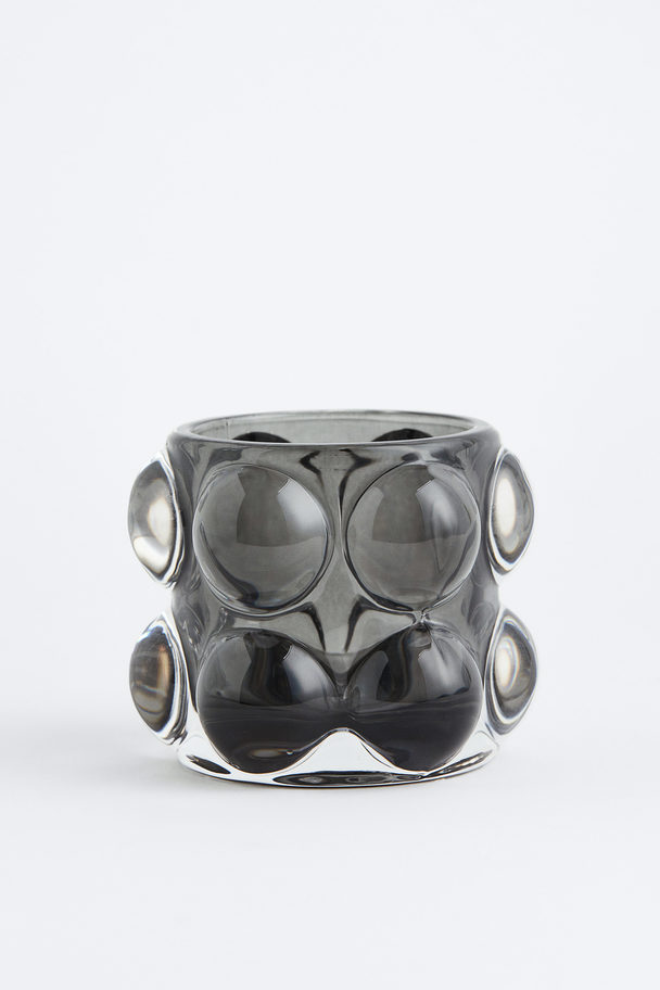 H&M HOME Bubbled Glass Tealight Holder Dark Grey