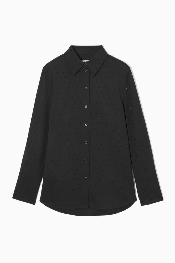 COS Oversized Rhinestone-embellished Shirt Black
