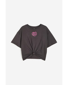 T-shirt Med Bindedetalje Mørkegrå/hjerte
