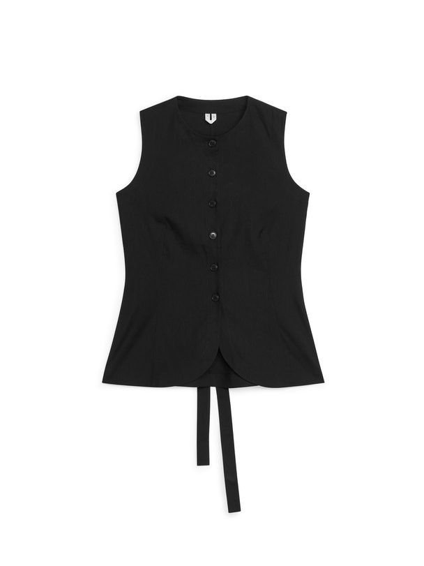 ARKET Linen-blend Waistcoat Black