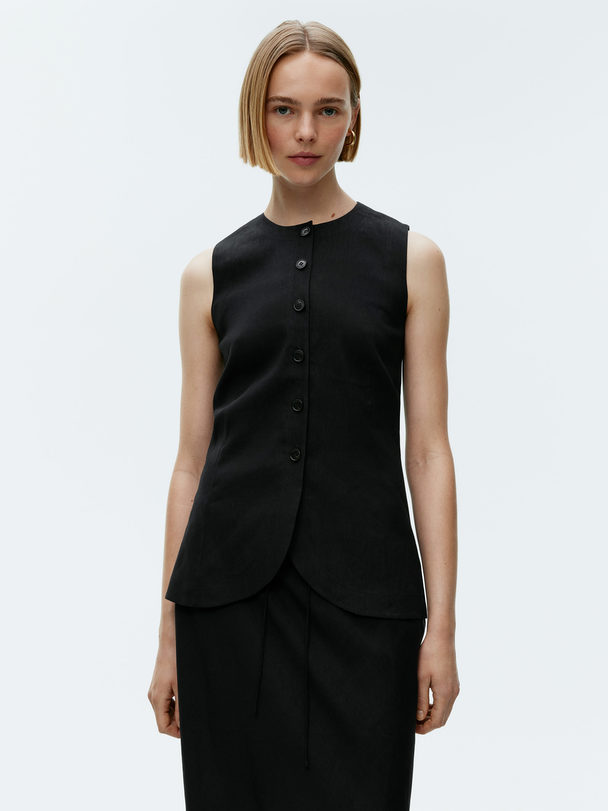 ARKET Linen-blend Waistcoat Black