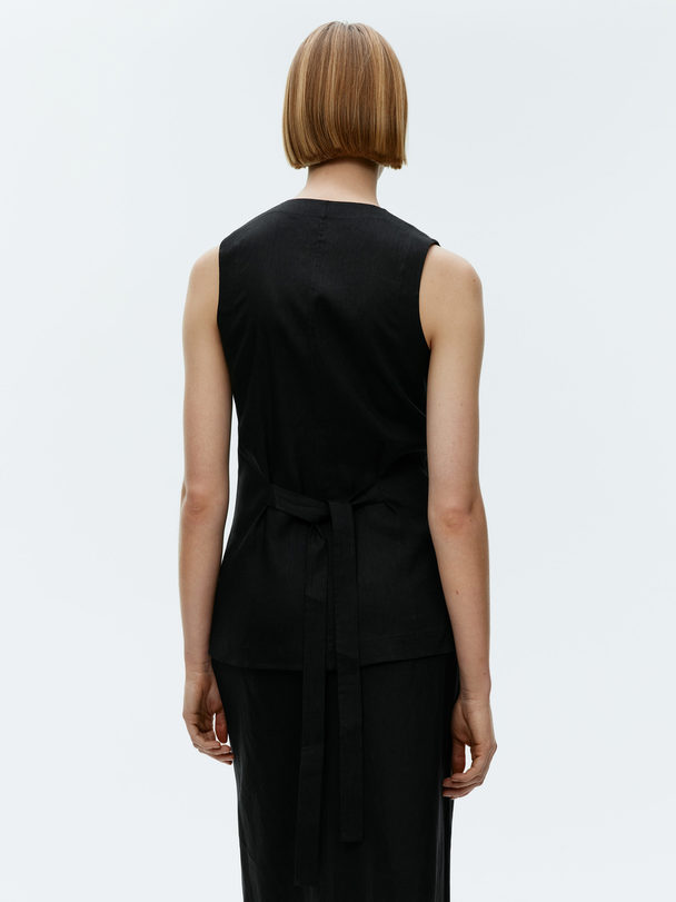 ARKET Linen-blend Waistcoat Black