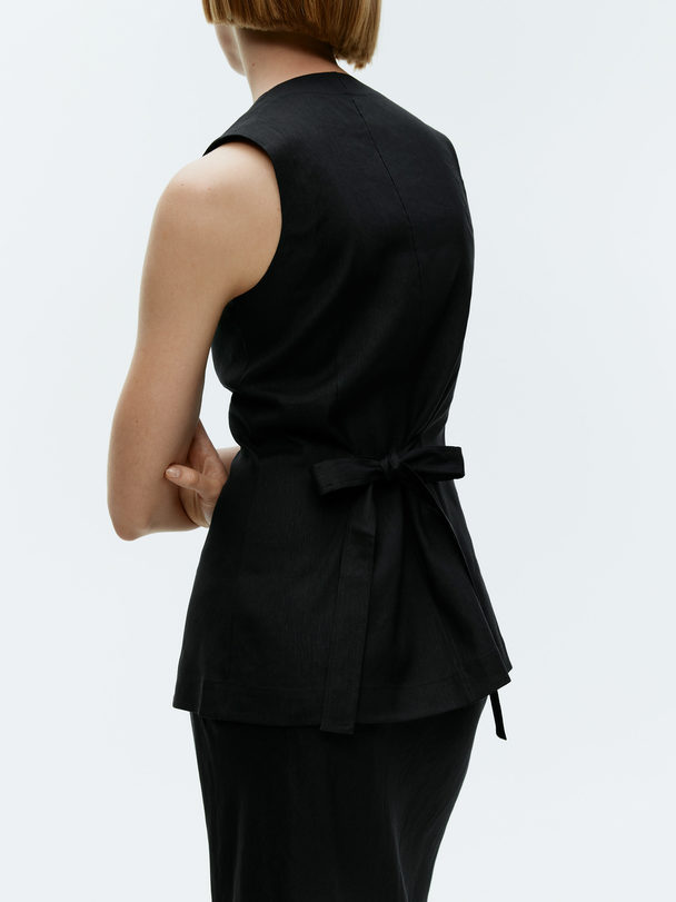 ARKET Linen-blend Waistcoat Black