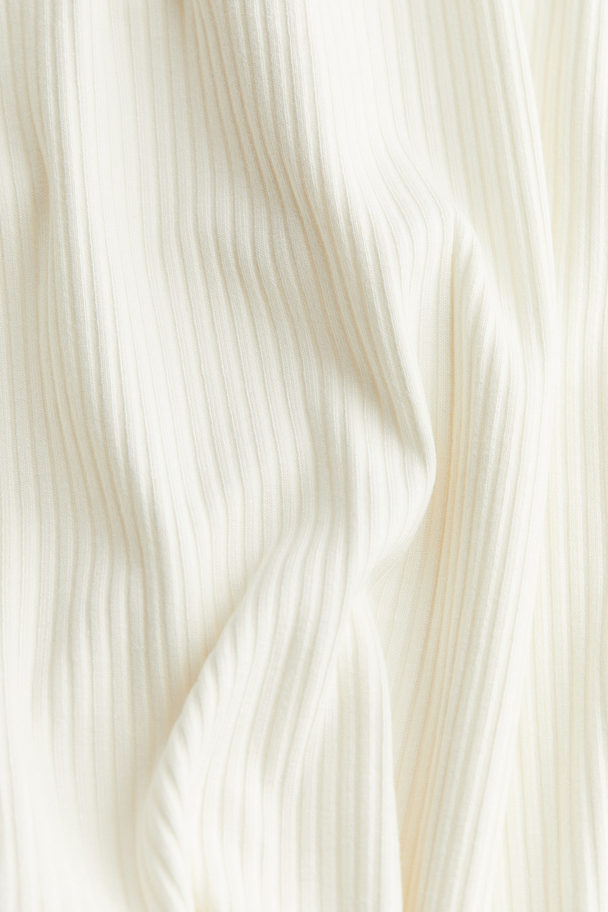 H&M Rib-knit Off-the-shoulder Dress Cream