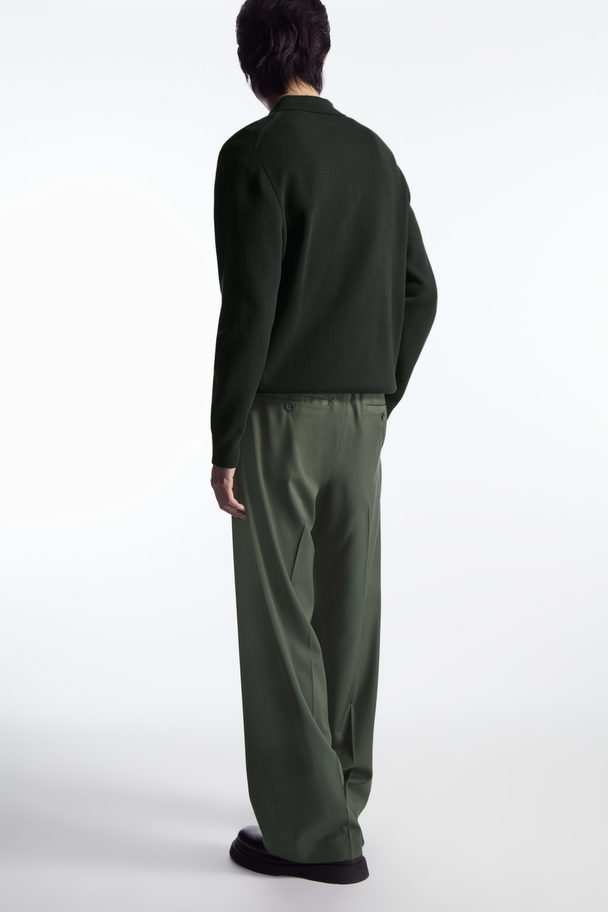 COS Straight-leg Relaxed Wool Trousers Dark Green